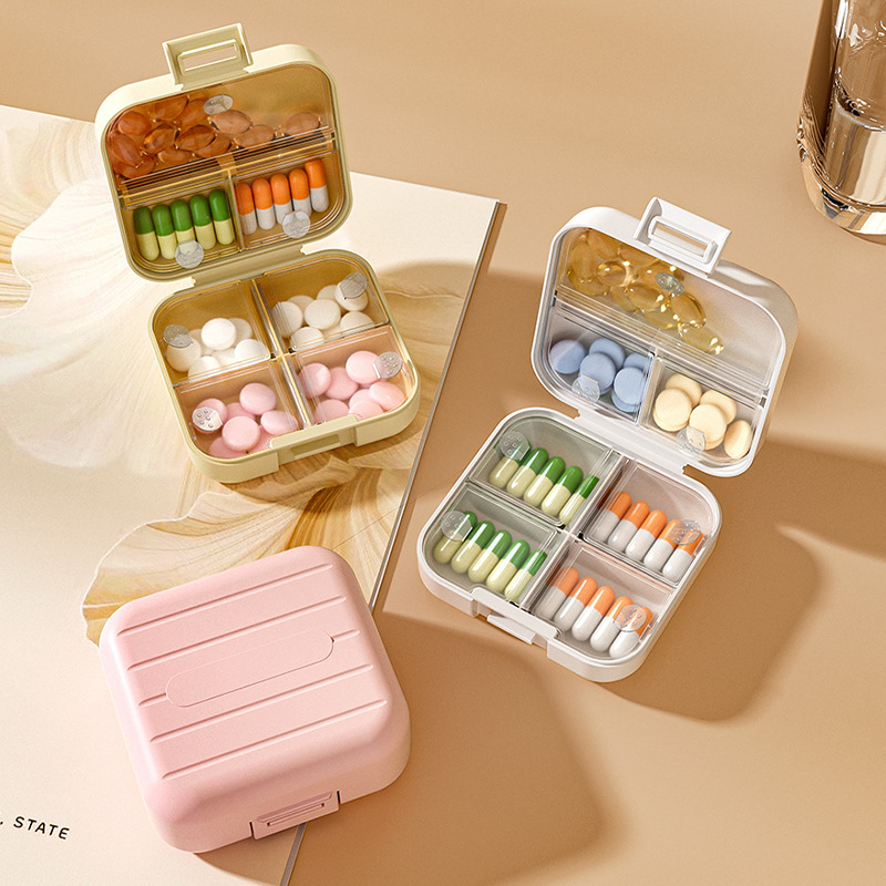 Tablets - กล่องจ่ายยาแบบพกพาสำหรับการเดินทาง, กล่องใส่ยาเม็ดแบบพกพาสำหรับใช้ตลอดสัปดาห์, กล่องจ่ายยาแบบปิดสนิท