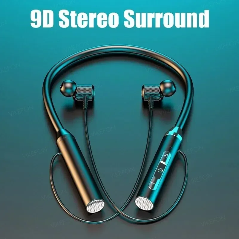 Magnetic Neckband Sports Earphones - หูฟังไร้สายบลูทูธ 5.0 หูฟังซิลิโคน Hifi 9D สเตอริโอกีฬาชุดหูฟัง