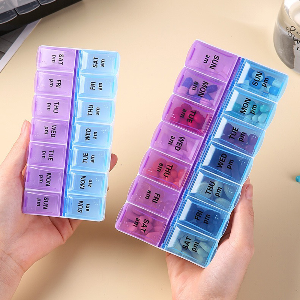 Laptops - กล่องยาแบบพกพา 14 ช่อง แยกอิสระ กล่องใส่ยาสำหรับบ้าน สำนักงาน