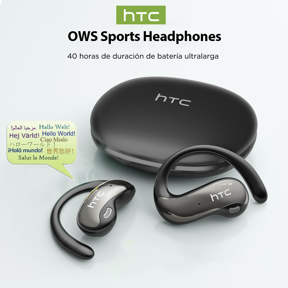 Sleep Mask Headphones Bluetooth - HTC NE19 หูฟังบลูทูธ AI OWS กีฬาหูฟังไร้สายพร้อมไมโครโฟนเบสที่มีประสิทธิภาพ