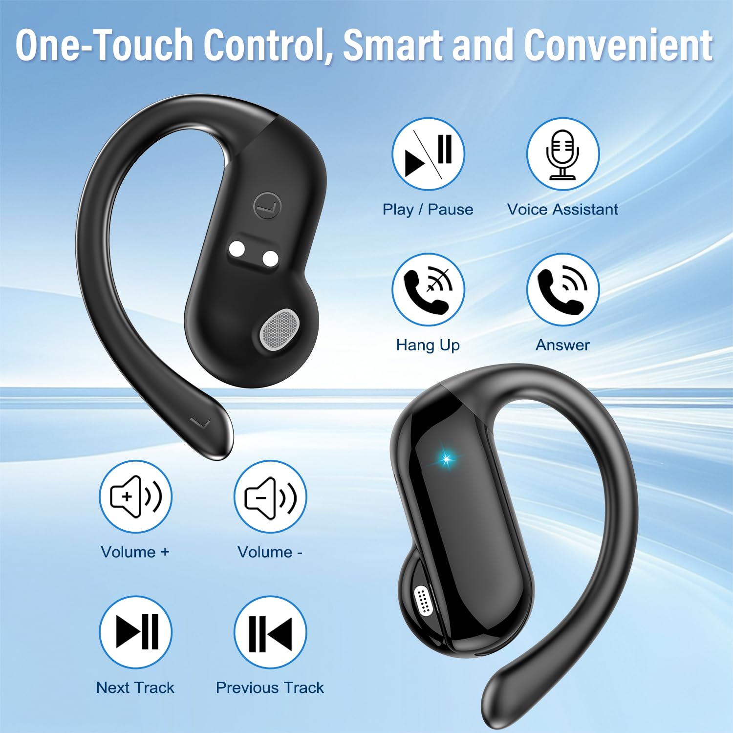 Open Ear Air Conduction Headphones - 2026 หูฟังแบบเปิดหูบลูทูธ 5.4 หูฟังไร้สาย 6.4 กรัม