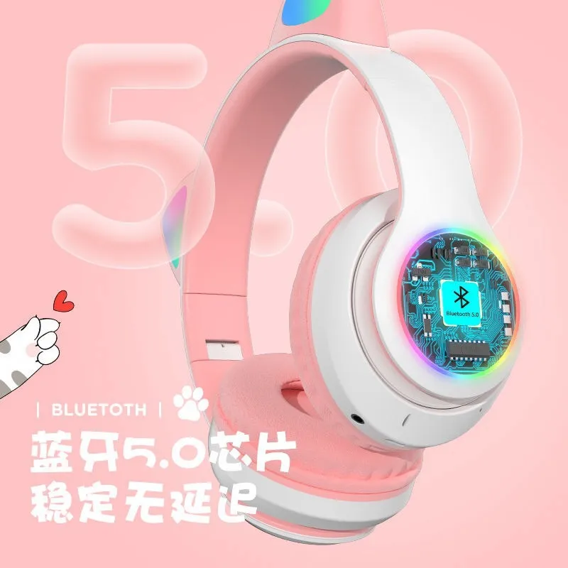 หูฟังบลูทูธแบบไร้สายพร้อมไฟ LE - Cat Ear Bluetooth Headset Led บทวิจารณ์และราคา
