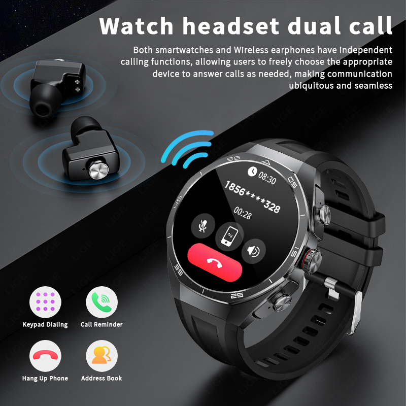 นาฬิกาอัจฉริยะ LIGE พร้อมหูฟัง - Tws Earbuds Bluetooth 5.3 บทวิจารณ์และราคา