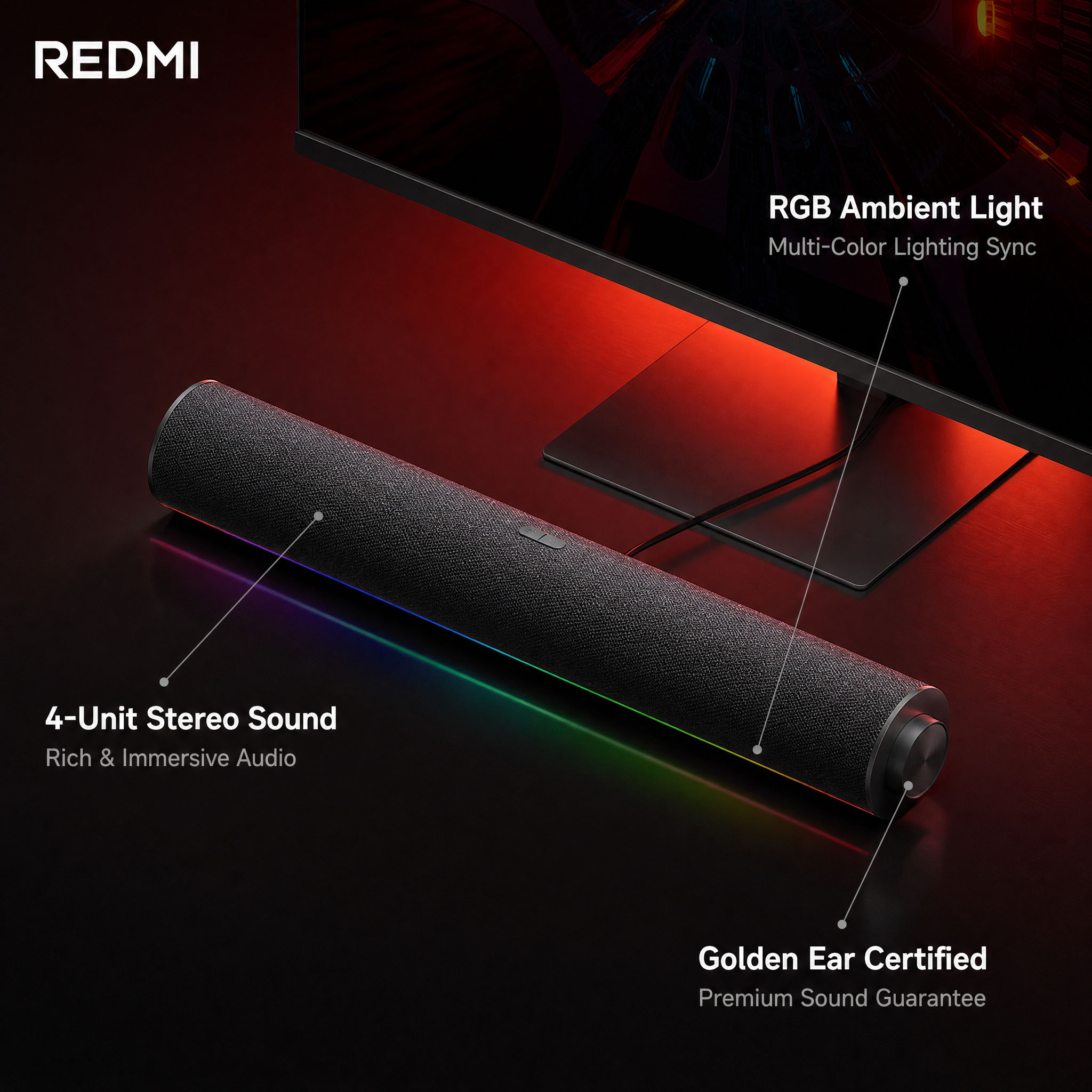 ลำโพงพีซี Xiaomi Redmi ของแท้  - Rgb Computer Soundbar For Pc บทวิจารณ์และราคา