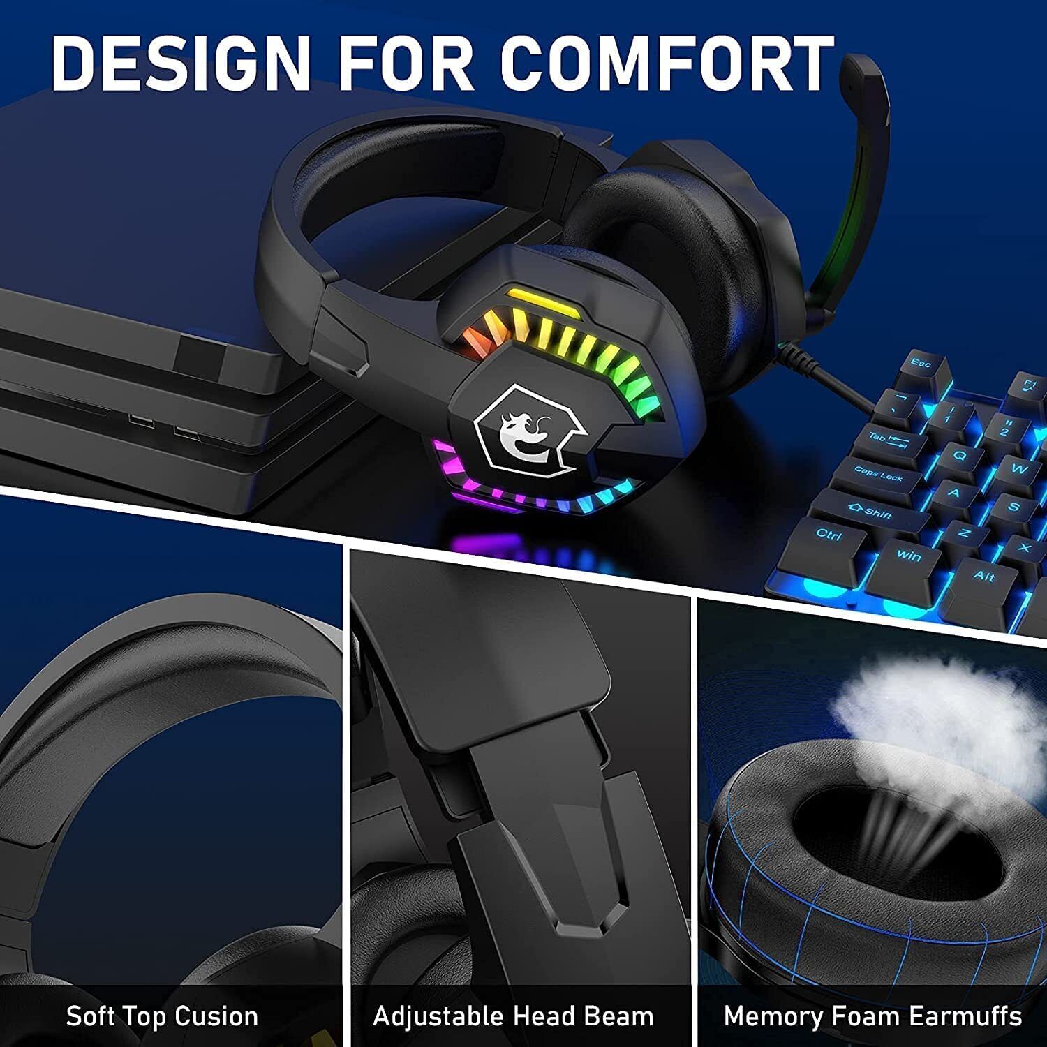 MAMBASNAKE CY907 ชุดหูฟังสำหรั - Gaming Headset With Mic Rgb บทวิจารณ์และราคา