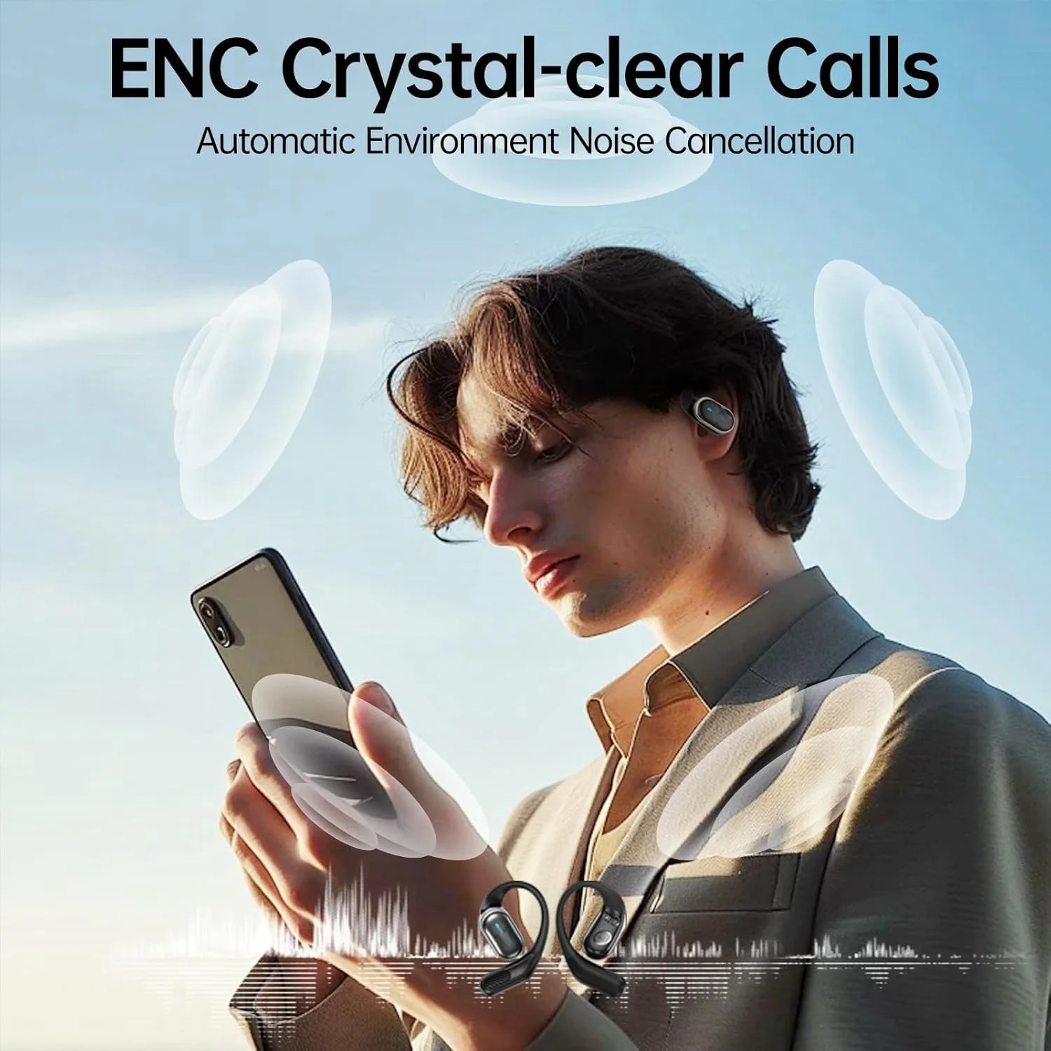 หูฟังบลูทูธไร้สายพร้อมไมโครโฟน - Open Ear Air Conduction Headphones บทวิจารณ์และราคา